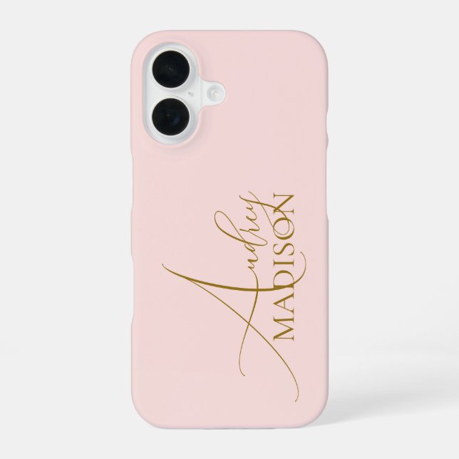 Skript Serif Name Blush Pink iPhone 16 Hülle (Rückseite)