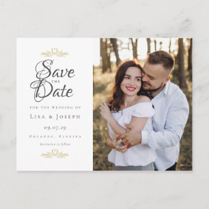 Skript Speichern Sie das Datum Foto Hochzeit Elega Postkarte