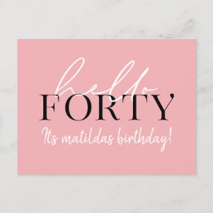 Skript u. geometrischer 40. Geburtstag Postkarte