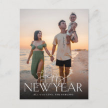 Skript und Sans flache neue Jahre Postkarte Vertik