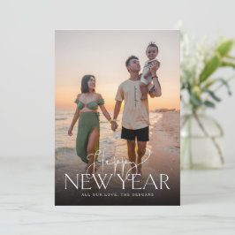 Skript und Sans Flat New Years Card Vertikal Feiertagskarte