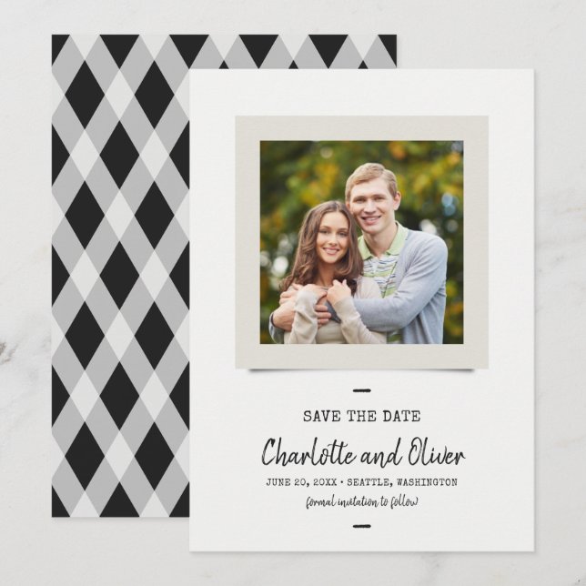 Skript- und SchreibmaschinenFoto Save the Date (Vorne/Hinten)