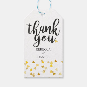 Skript Vielen Dank Golden Hearts Confetti Geschenkanhänger
