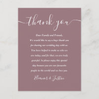 Skript Vielen Dank Mauve Wedding Platzkarte