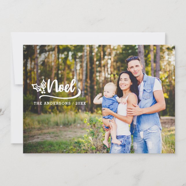 Skript Weihnachten Foto Moderne Urlaubsfotokarten (Vorderseite)