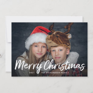 Skript-Weihnachten Marineblau mit Foto Feiertagskarte