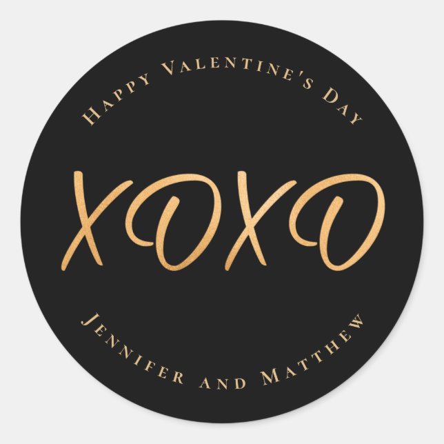 Skript XOXO Glücklichen Valentinstag Urlaub Runder Aufkleber (Vorderseite)