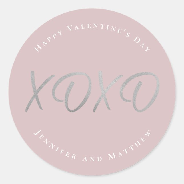 Skript XOXO Glücklichen Valentinstag Urlaub Runder Aufkleber (Vorderseite)