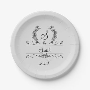 SkriptBlätter für mit Monogramm Personalisierte Fa Pappteller