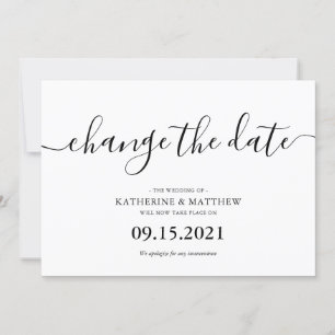 Skriptbriefe auf Hochzeit verschoben Save The Date