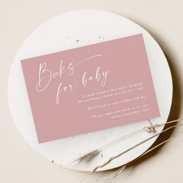 Skriptbücher für Baby Girls Baby Shooter Begleitkarte (Modern script dusty pink girls boho baby shower books for baby enclosure card.)