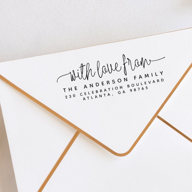 Skriptbuchstaben mit Liebe von & Rücksendeadresse Gummistempel (Rubber Stamp Mock-up)