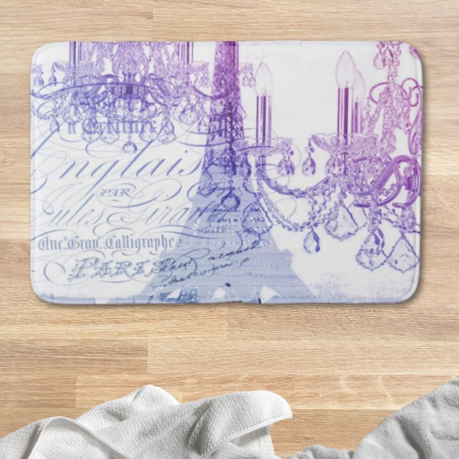 Skripte lila Kronleuchter Paris eiffel Turm Badematte (scripts purple chandelier paris eiffel tower bath mat)