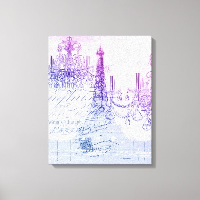 Skripte lila Kronleuchter Paris eiffel Turm Leinwanddruck (Vorderseite)