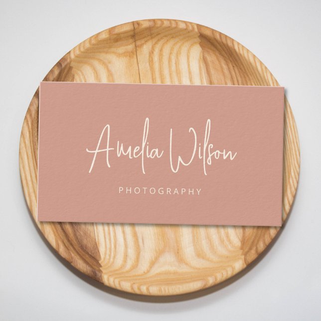 Skripthandgeschriebene Signatur Dusty Rose Boho Visitenkarte (Von Creator hochgeladen)