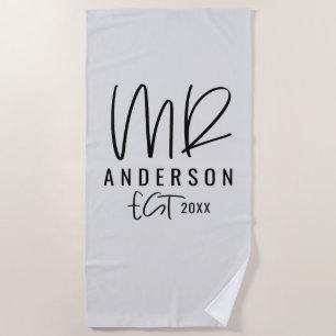 Skripthandschrift Herr Hochzeitsflitterwochen Strandtuch