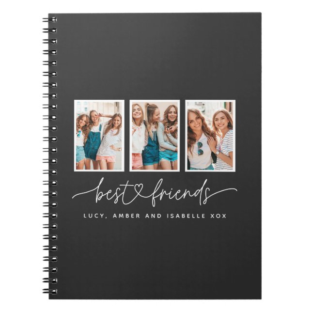 Skriptherz niedlich moderne Multi-Foto beste Freun Notizblock (Vorderseite)