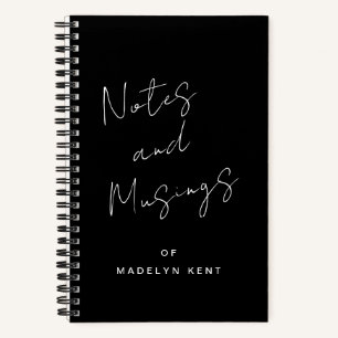 Skriptkalligrafie Personalisiert Schwarz/Weiß Notizbuch