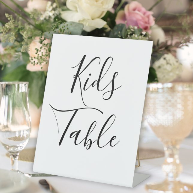 Skriptkalligrafie reserviert Kindertisch Hochzeit Sockelschild (Script Calligraphy Reserved Kids Table Wedding Pedestal Sign
)