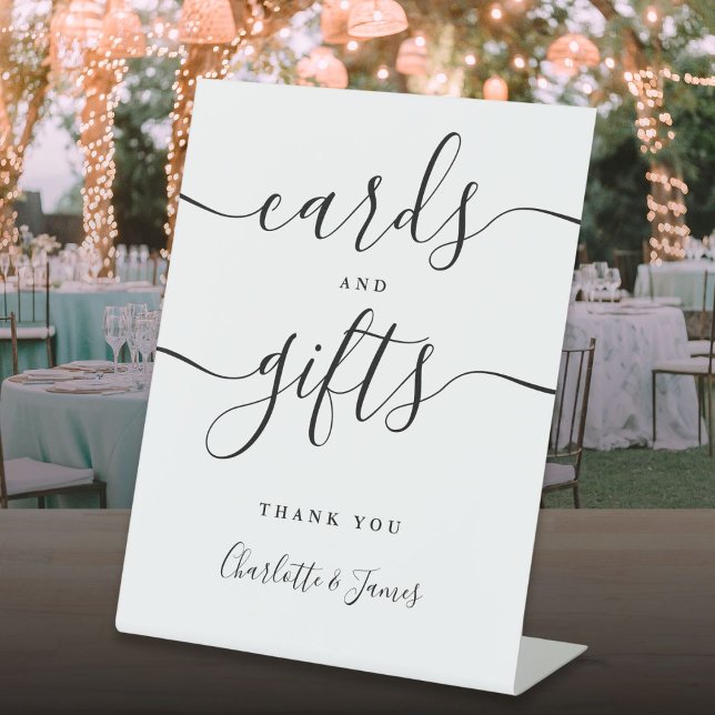 Skriptkarten und Geschenke mit schwarzer und weiße Sockelschild (Black And White Signature Script Cards And Gifts Pedestal Sign)