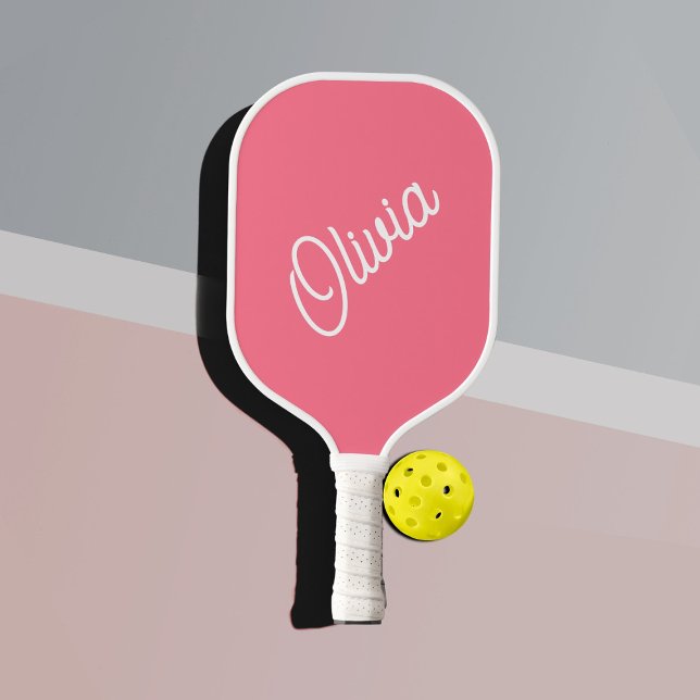 Skriptmonogramm, hell rosa pickleball schläger (Cute pink pickleball paddle, with personalized monogram)