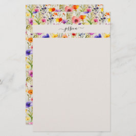 Skriptname für Elegante Wildblumen Briefpapier