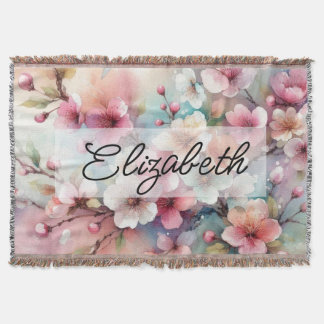 Skriptname für Vintage Aquarellfarbenpinke Blume Decke