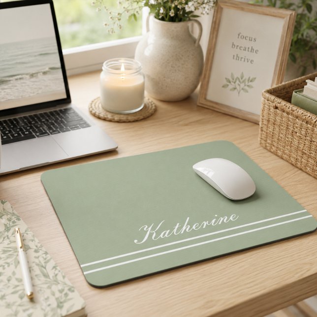 Skriptname Minimalistischer Grüner Eukalyptus Mousepad (Von Creator hochgeladen)