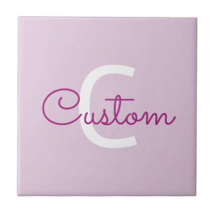 Skriptname & Monogramm   Magenta & Helllila Fliese