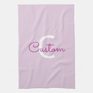 Skriptname & Monogramm Magenta & Helllila Geschirrtuch