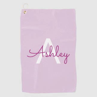 Skriptname & Monogramm | Magenta & Helllila Golfhandtuch