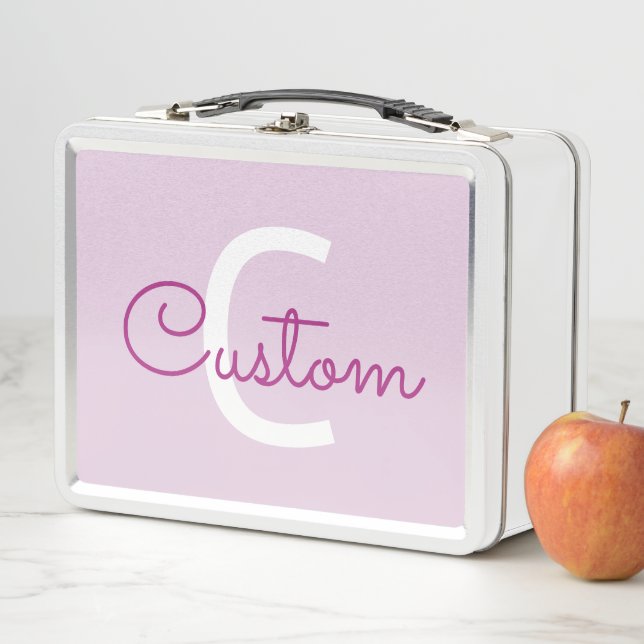 Skriptname & Monogramm | Magenta & Helllila Metall Brotdose (Beispiel)
