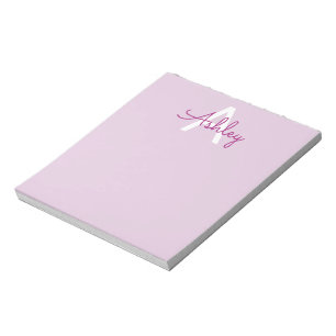 Skriptname & Monogramm Magenta & Helllila Notizblock