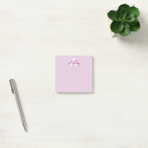 Skriptname & Monogramm   Magenta & Helllila Post-it Klebezettel