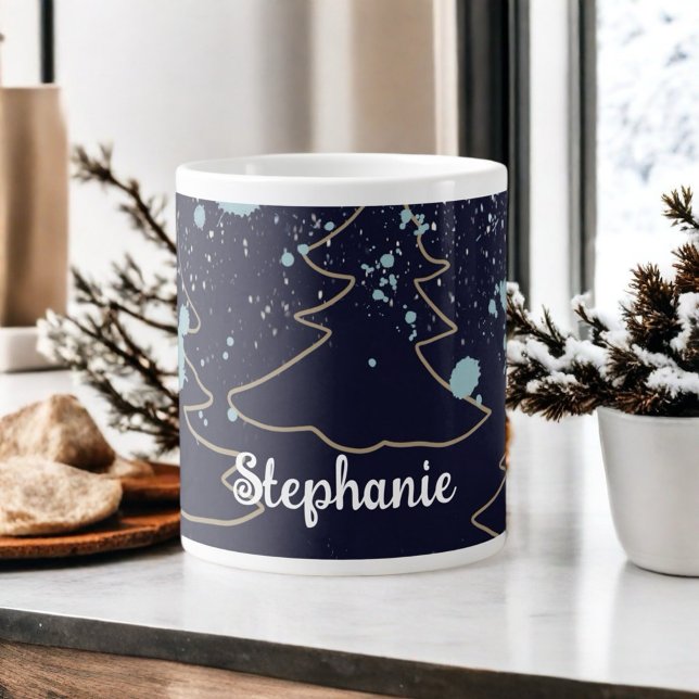 Skriptname niedliche Kabinennavy Goldbaum weiße Pu Jumbo-Tasse (Von Creator hochgeladen)