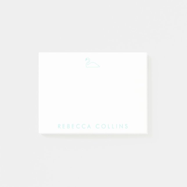 Skriptname, Swan, Light Aquamarin Post-it Klebezettel (Vorderseite)
