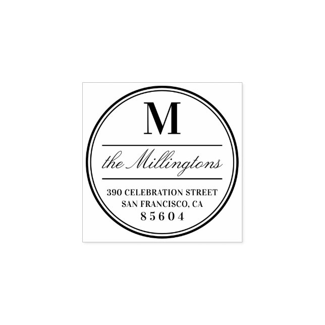 SkriptRücksendeadresse für die Circlated Monogram  Gummistempel (Prägung)