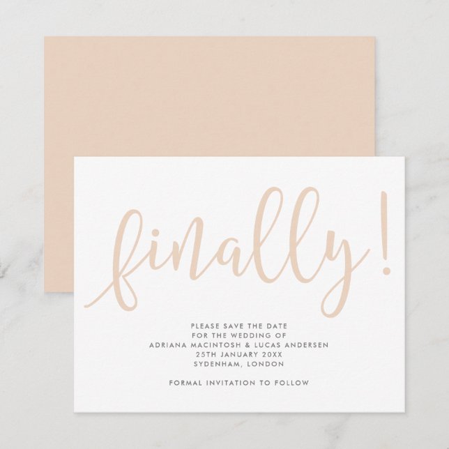 Skriptschlussendlich bearbeitbare Farbe Save the D Date (Vorne/Hinten)