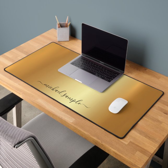 Skripttext oder Name Elegant Gold Modern Minimalis Schreibtischunterlage (Büro 2)