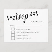 Skripttypografie-Herzen Swashes Wedding RSVP