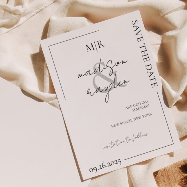 Skripttypografie Monogram Wedding Save the Date Magneteinladung (Von Creator hochgeladen)