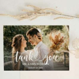 Skriptüberlagerung von Herz und Foto Dankeskarte