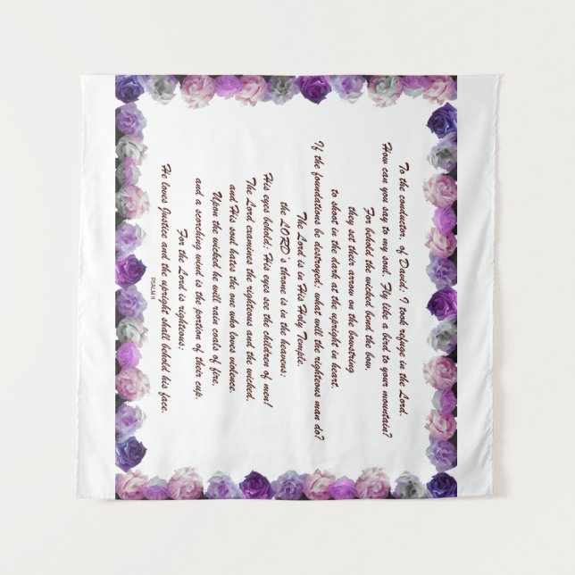Skripture, Psalm 11, Purple Roses Wandteppich (Vorderseite (Horizontal))