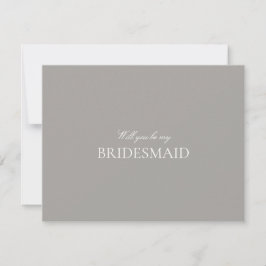 Skriptweiße und graue Bridesmaid-Vorschlagskarte Save The Date
