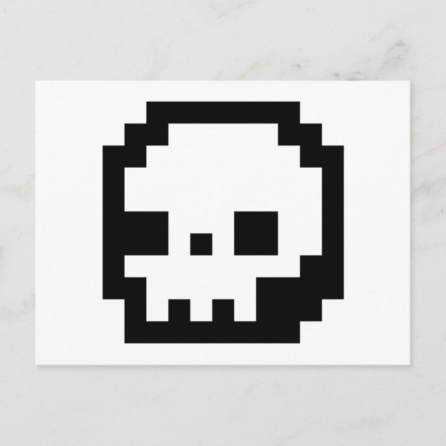 Skull 8-Bit Pixel Art Postcard Postkarte (Vorderseite)