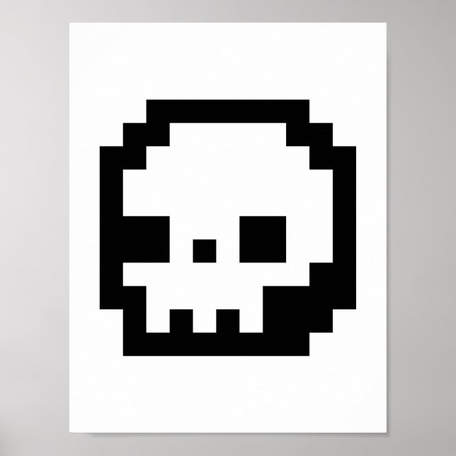 Skull 8-Bit Pixel Art Poster (Vorne)