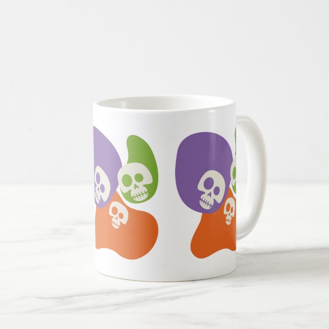 Skull & Abstrakt Blob Formen Spooky Halloween Gesc Kaffeetasse (VorderseiteRechts)