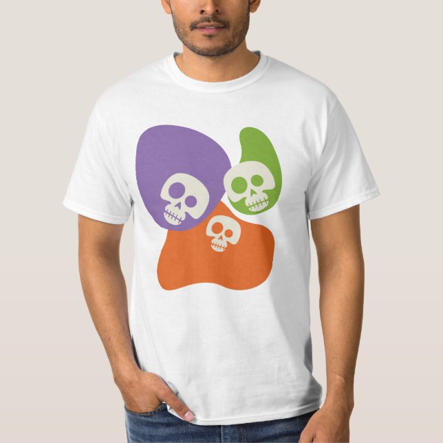Skull & Abstrakt Blob Gestalt unangenehm Halloween T-Shirt (Vorderseite)