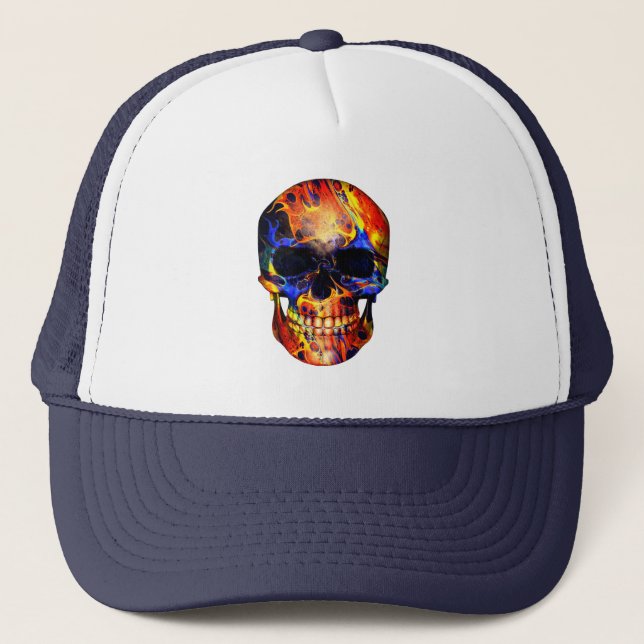 SKULL-ABSTRAKTE NEONFARBE TRUCKERKAPPE (Vorderseite)