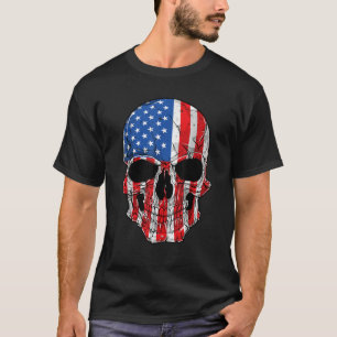 Skull American Flag 4. Juli T Shirt Männer Frauen